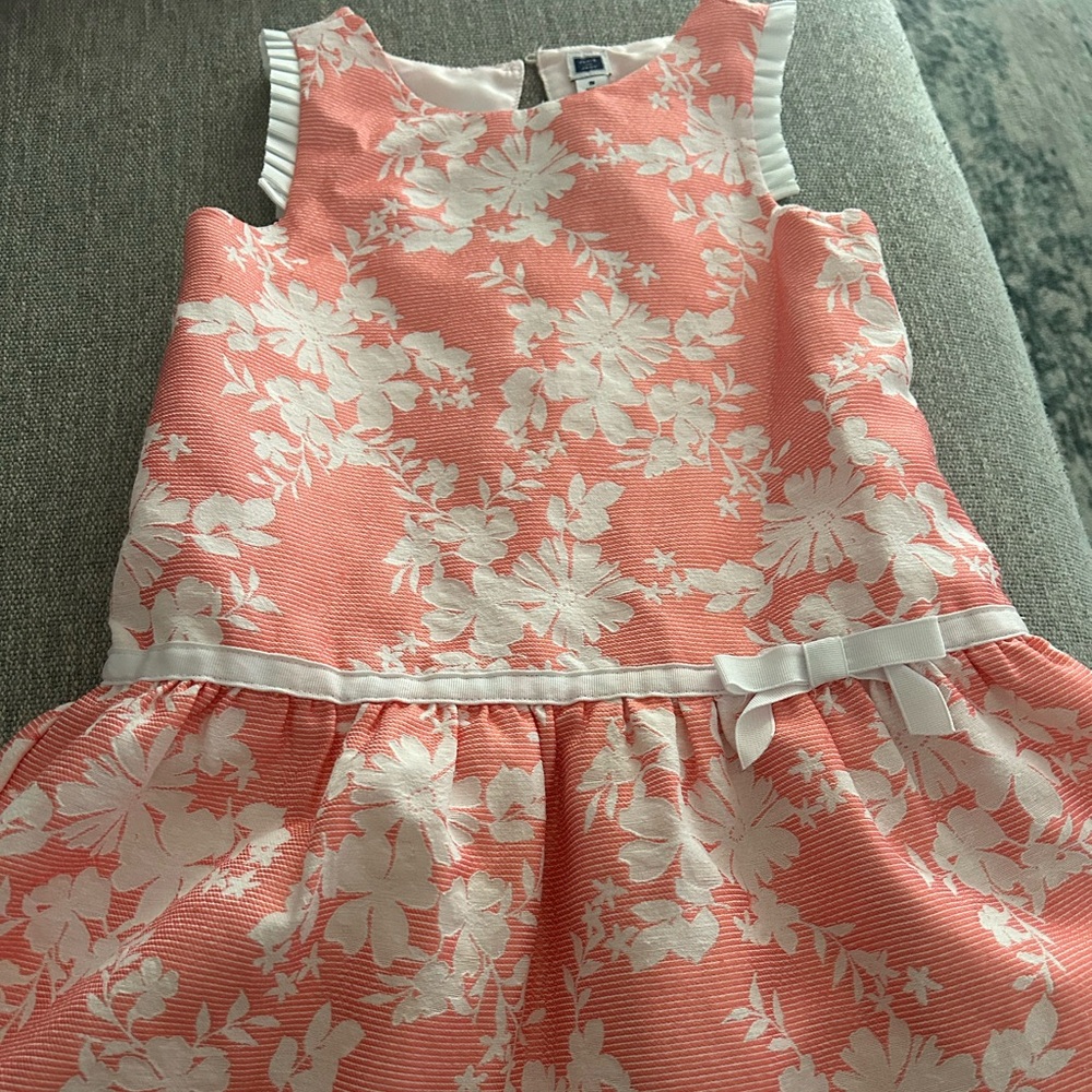 Janie and Jack dress. Peach and White Floral Dress. Size 5